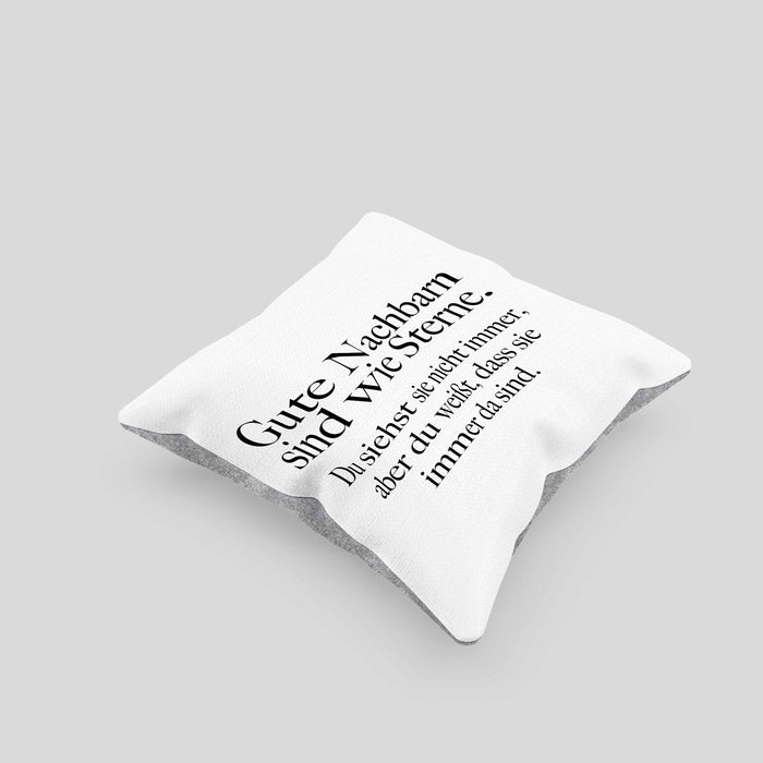 Nachbarn Abschied Geschenk Kissen mit Füllung 40x40 Abschiedsgeschenk Nachbarin Nachbar Bester Nachbar Gute Nachbarn (Grau) Grau Trendation