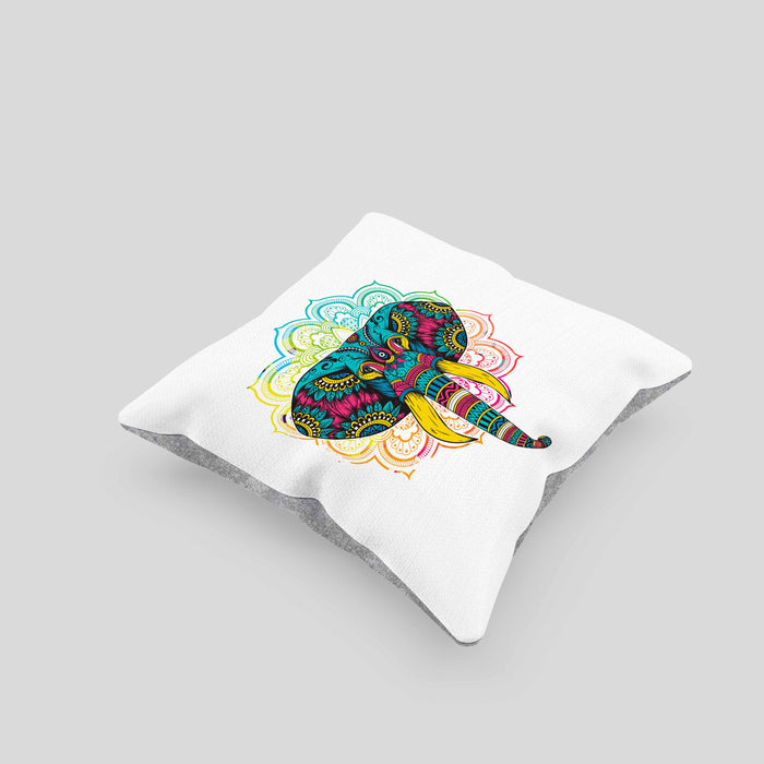 Elefant Kissen mit Füllung 40x40 Geschenk Für Elefanten-Liebhaber Geschenkidee Mandala Bunt (Grau) Grau Trendation