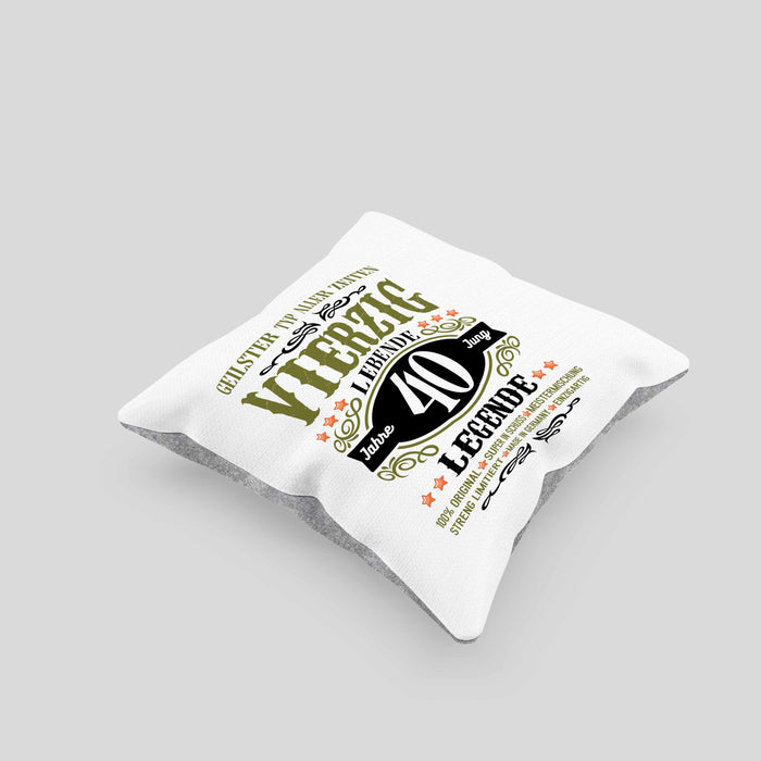 40. Geburtstag Kissen mit Füllung 40x40 Mann Geschenk 40er Geschenkidee 40 Vater Männer Lustig Geschenke 40 Jahre Alt Streng Limitiert Männer Vater (Grau) Grau Trendation