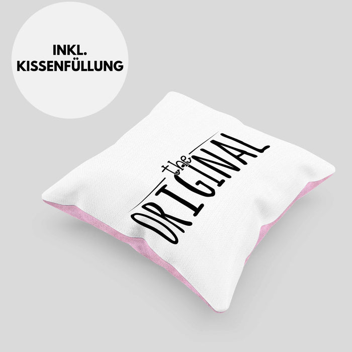 The Original Kissen mit Füllung 40x40 Geschenk Partner-Kissen mit Füllung 40x40 Geschwister (Grau) Rosa Trendation