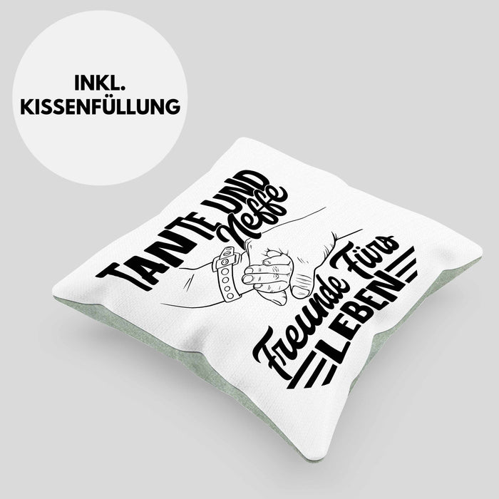 Tante Und Neffe Freunde Fürs Leben Kissen mit Füllung 40x40 Geschenk für Neffen Tante (Grau) Grün Trendation