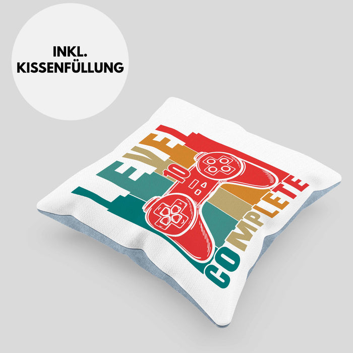 10. Geburtstag Junge Lustige Gamer Kissen mit Füllung 40x40 Zocker Geschenk Gamer Gamergirl Geschenkidee Geburtstag 10er Geburtstag (Grau) Blau Trendation