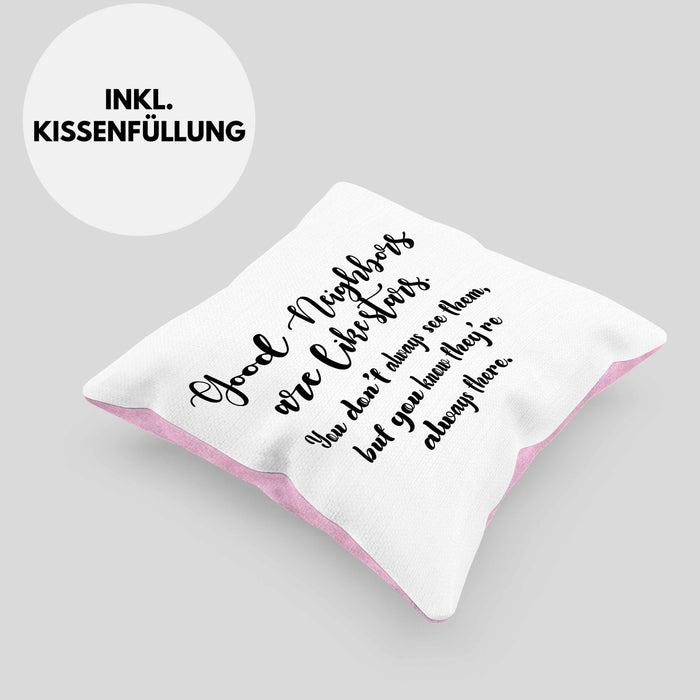 Bester Nachbar Geschenk für Nachbarn Kissen mit Füllung 40x40 Geschenkidee Beste Nachbarn der Welt Nachbarin (Grau) Rosa Trendation