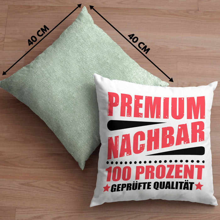 Premium Nachbar Kissen mit Füllung 40x40 Geschenk Bester Nachbar Geschenkidee Nachbarn (Grau) Grün Trendation