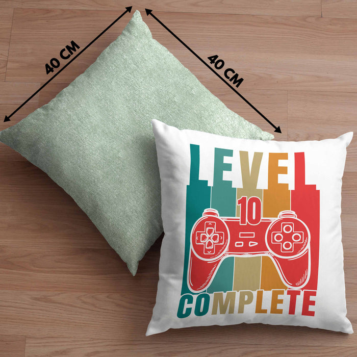 10. Geburtstag Junge Lustige Gamer Kissen mit Füllung 40x40 Zocker Geschenk Gamer Gamergirl Geschenkidee Geburtstag 10er Geburtstag (Grau) Grün Trendation