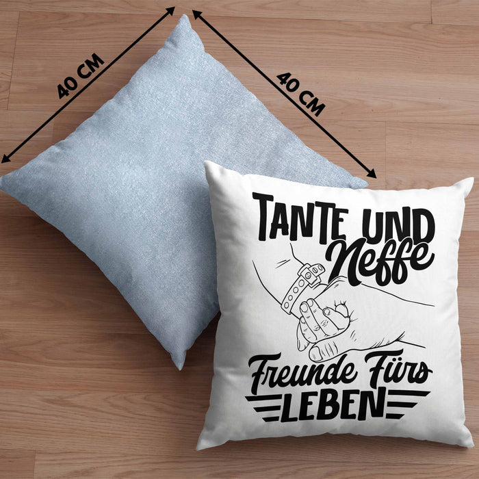 Tante Und Neffe Freunde Fürs Leben Kissen mit Füllung 40x40 Geschenk für Neffen Tante (Grau) Blau Trendation