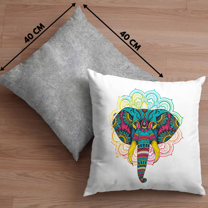 Elefant Kissen mit Füllung 40x40 Geschenk Für Elefanten-Liebhaber Geschenkidee Mandala Bunt (Grau) Grau Trendation