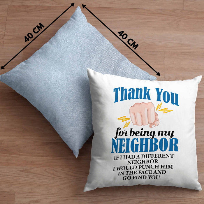 Bester Nachbar Geschenk für Nachbarn Kissen mit Füllung 40x40 Geschenkidee Beste Nachbarn der Welt (Grau) Blau Trendation