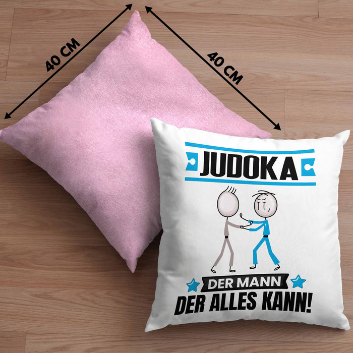 Judoka Kissen mit Füllung 40x40 Geschenk für Judoka Der Mann Der Alles Kann Geschenkidee zum Geburtstag (Grau) Rosa Trendation