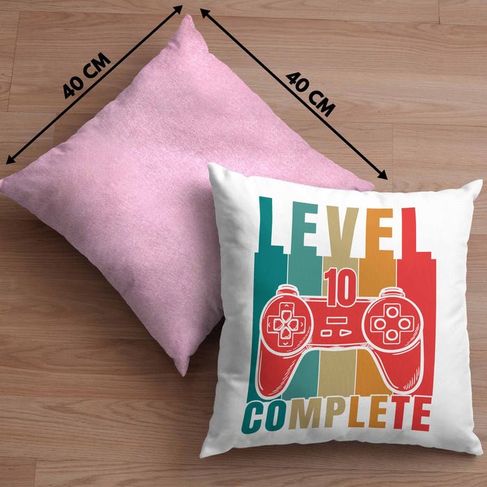10. Geburtstag Junge Lustige Gamer Kissen mit Füllung 40x40 Zocker Geschenk Gamer Gamergirl Geschenkidee Geburtstag 10er Geburtstag (Grau) Rosa Trendation