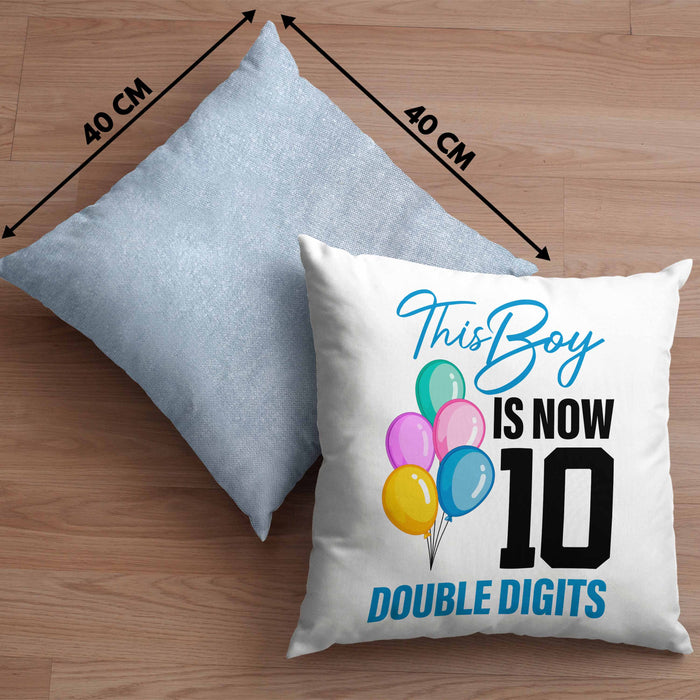 10 Geburtstag Junge Jungen Geschenke Kissen mit Füllung 40x40 10er Geburtstag 10 Jahre Alt Geschenkidee Lustig (Grau) Blau Trendation