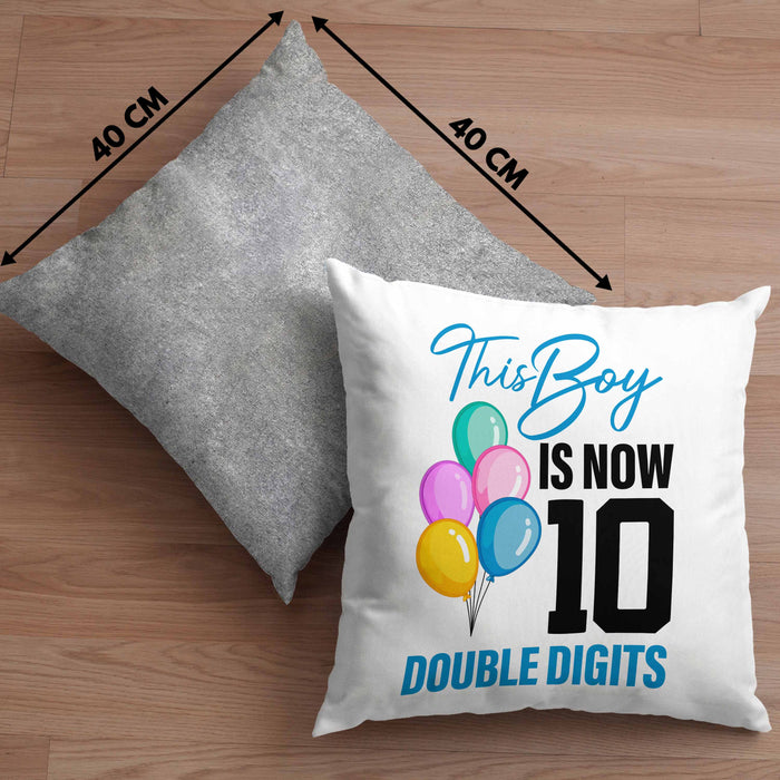 10 Geburtstag Junge Jungen Geschenke Kissen mit Füllung 40x40 10er Geburtstag 10 Jahre Alt Geschenkidee Lustig (Grau) Grau Trendation