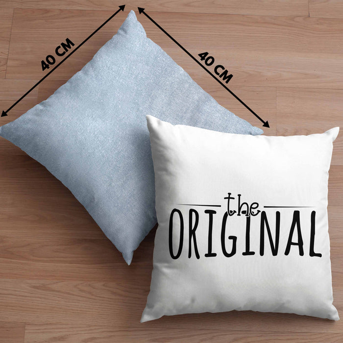 The Original Kissen mit Füllung 40x40 Geschenk Partner-Kissen mit Füllung 40x40 Geschwister (Grau) Blau Trendation