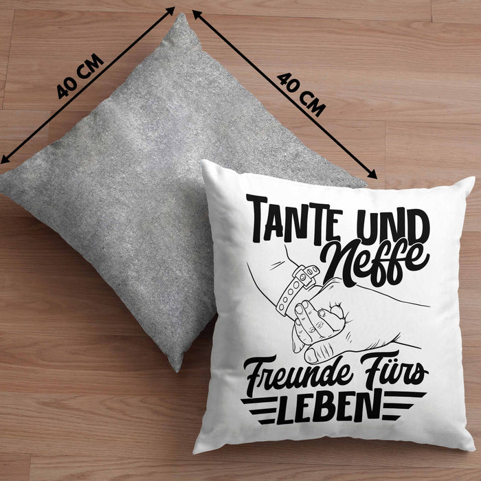 Tante Und Neffe Freunde Fürs Leben Kissen mit Füllung 40x40 Geschenk für Neffen Tante (Grau) Grau Trendation