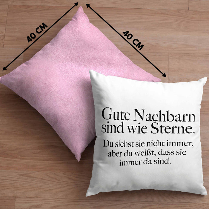 Nachbarn Abschied Geschenk Kissen mit Füllung 40x40 Abschiedsgeschenk Nachbarin Nachbar Bester Nachbar Gute Nachbarn (Grau) Rosa Trendation
