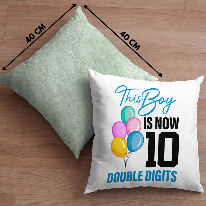 10 Geburtstag Junge Jungen Geschenke Kissen mit Füllung 40x40 10er Geburtstag 10 Jahre Alt Geschenkidee Lustig (Grau) Grün Trendation