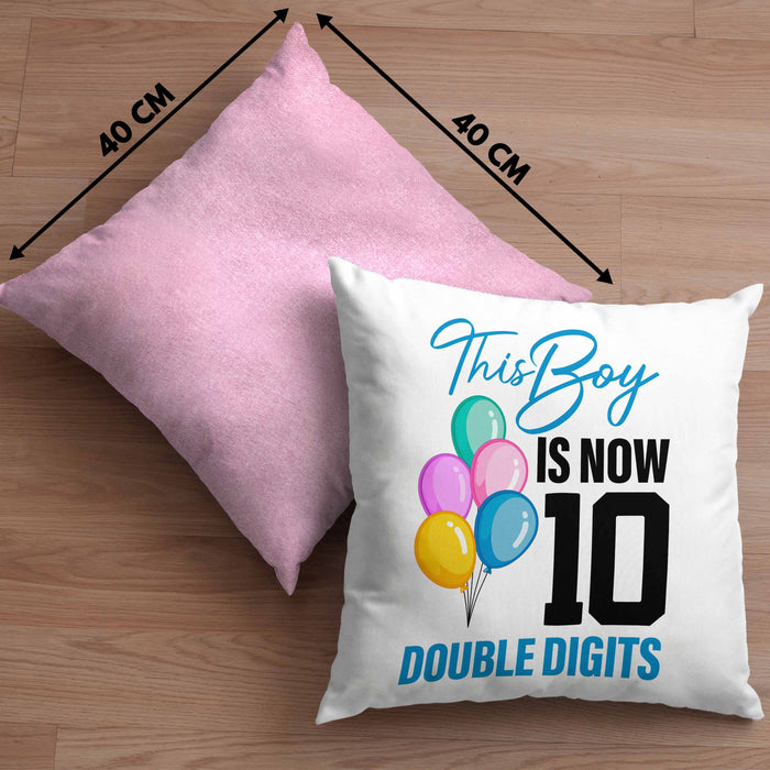 10 Geburtstag Junge Jungen Geschenke Kissen mit Füllung 40x40 10er Geburtstag 10 Jahre Alt Geschenkidee Lustig (Grau) Rosa Trendation