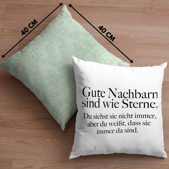 Nachbarn Abschied Geschenk Kissen mit Füllung 40x40 Abschiedsgeschenk Nachbarin Nachbar Bester Nachbar Gute Nachbarn (Grau) Grün Trendation