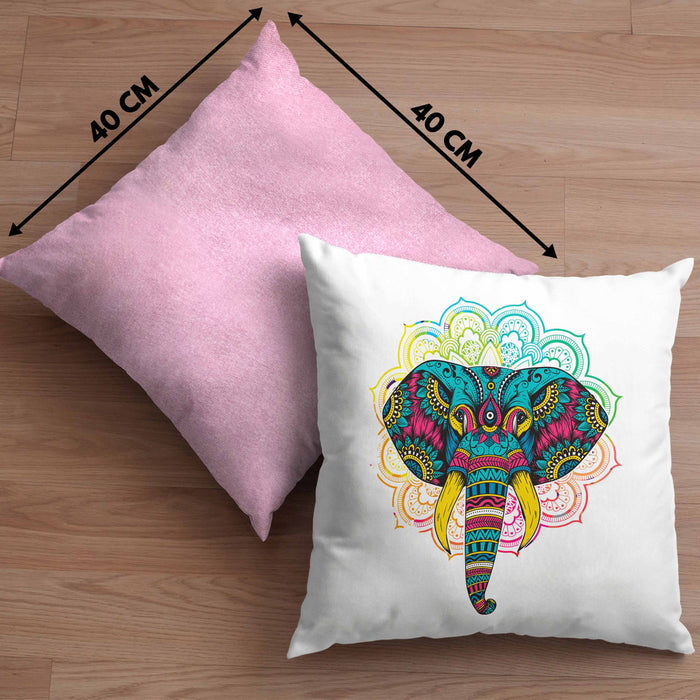 Elefant Kissen mit Füllung 40x40 Geschenk Für Elefanten-Liebhaber Geschenkidee Mandala Bunt (Grau) Rosa Trendation