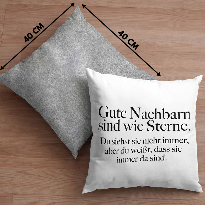 Nachbarn Abschied Geschenk Kissen mit Füllung 40x40 Abschiedsgeschenk Nachbarin Nachbar Bester Nachbar Gute Nachbarn (Grau) Grau Trendation