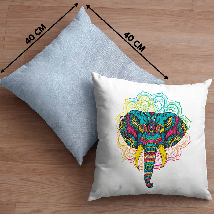 Elefant Kissen mit Füllung 40x40 Geschenk Für Elefanten-Liebhaber Geschenkidee Mandala Bunt (Grau) Blau Trendation