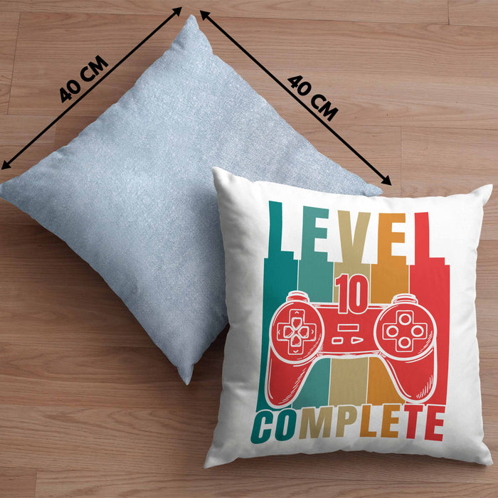 10. Geburtstag Junge Lustige Gamer Kissen mit Füllung 40x40 Zocker Geschenk Gamer Gamergirl Geschenkidee Geburtstag 10er Geburtstag (Grau) Blau Trendation