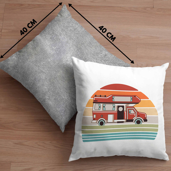 Wohnwagen Camper Kissen mit Füllung 40x40 Geschenke Wohnmobil für Männer Campingwagen Geschenkidee Zubehör Camping Opa Oma Rentner Lustig Grafik (Grau) Grau Trendation