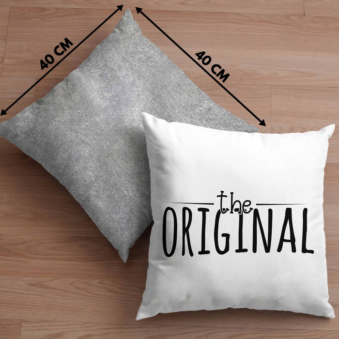 The Original Kissen mit Füllung 40x40 Geschenk Partner-Kissen mit Füllung 40x40 Geschwister (Grau) Grau Trendation