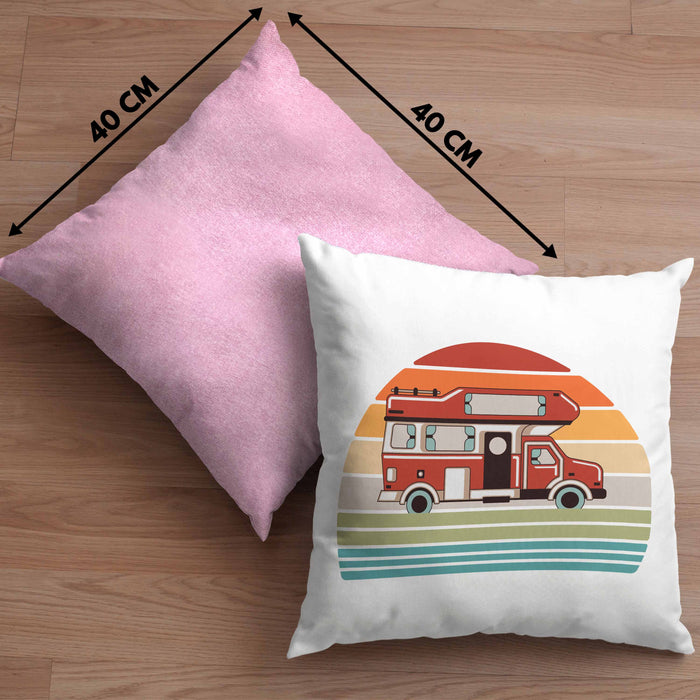 Wohnwagen Camper Kissen mit Füllung 40x40 Geschenke Wohnmobil für Männer Campingwagen Geschenkidee Zubehör Camping Opa Oma Rentner Lustig Grafik (Grau) Rosa Trendation