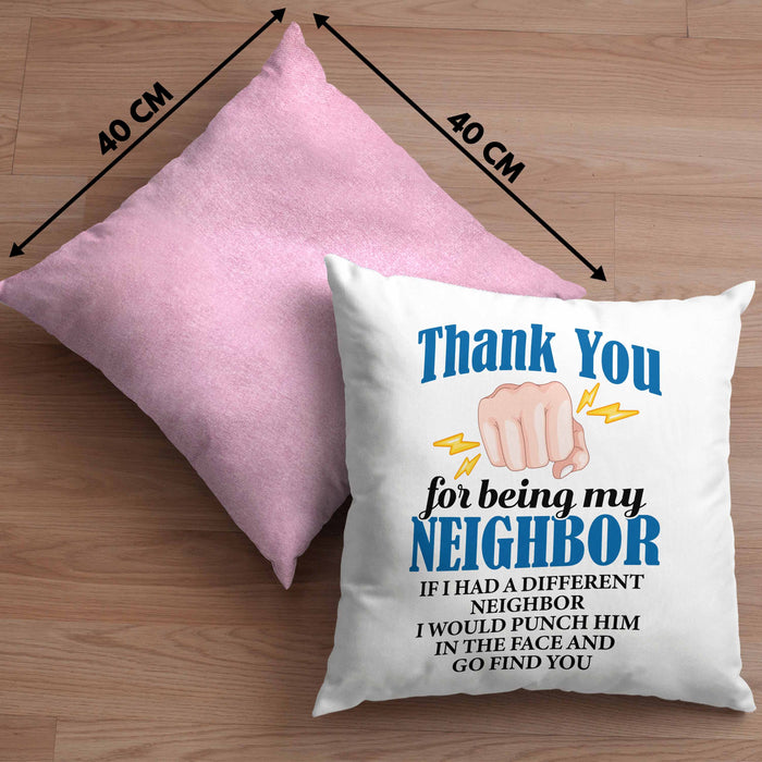 Bester Nachbar Geschenk für Nachbarn Kissen mit Füllung 40x40 Geschenkidee Beste Nachbarn der Welt (Grau) Rosa Trendation