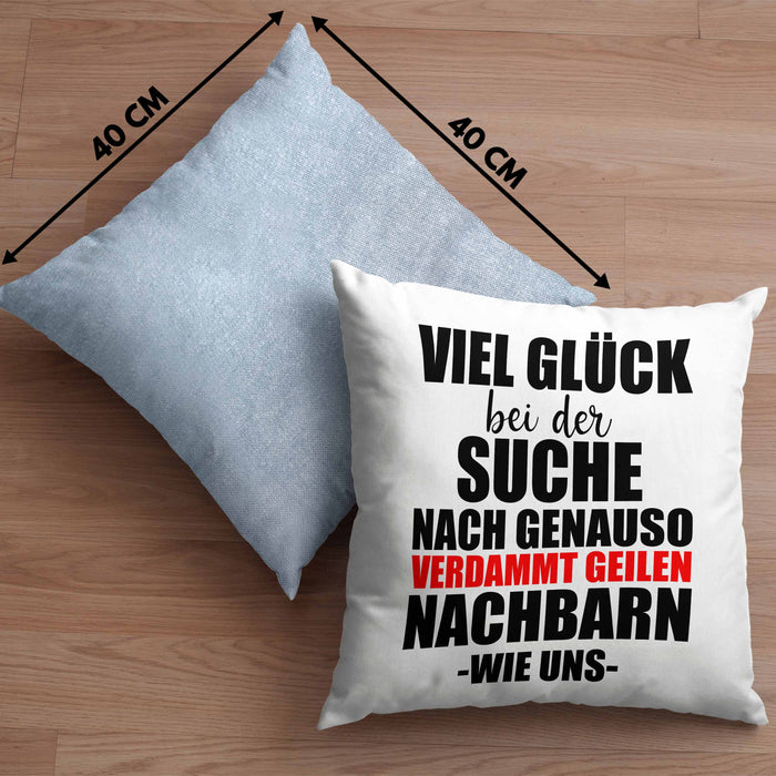 Nachbarn Abschied Geschenk Kissen mit Füllung 40x40 Abschiedsgeschenk Nachbarin Nachbar Bester Nachbar (Grau) Blau Trendation
