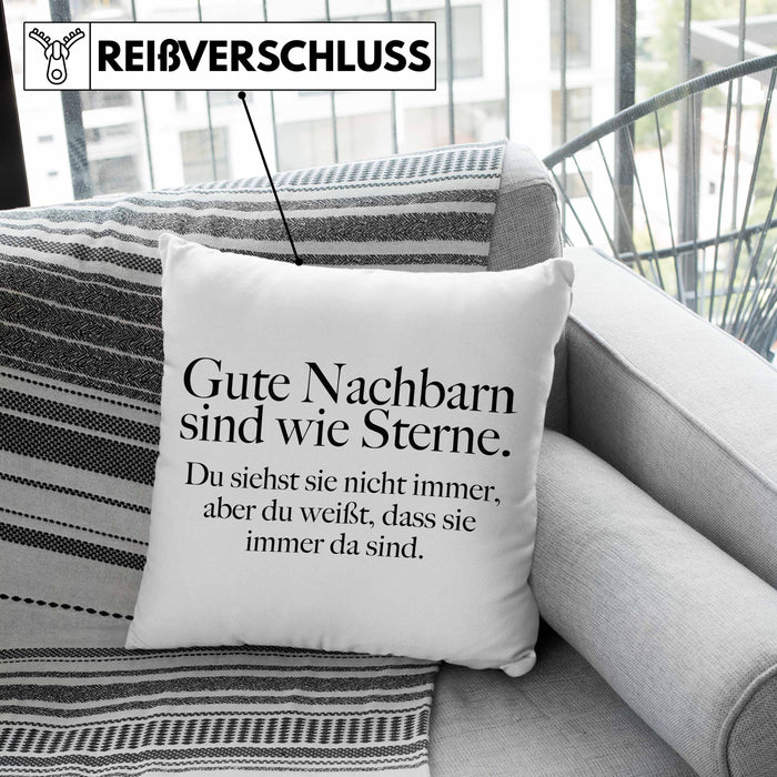Nachbarn Abschied Geschenk Kissen mit Füllung 40x40 Abschiedsgeschenk Nachbarin Nachbar Bester Nachbar Gute Nachbarn (Grau) Grün Trendation