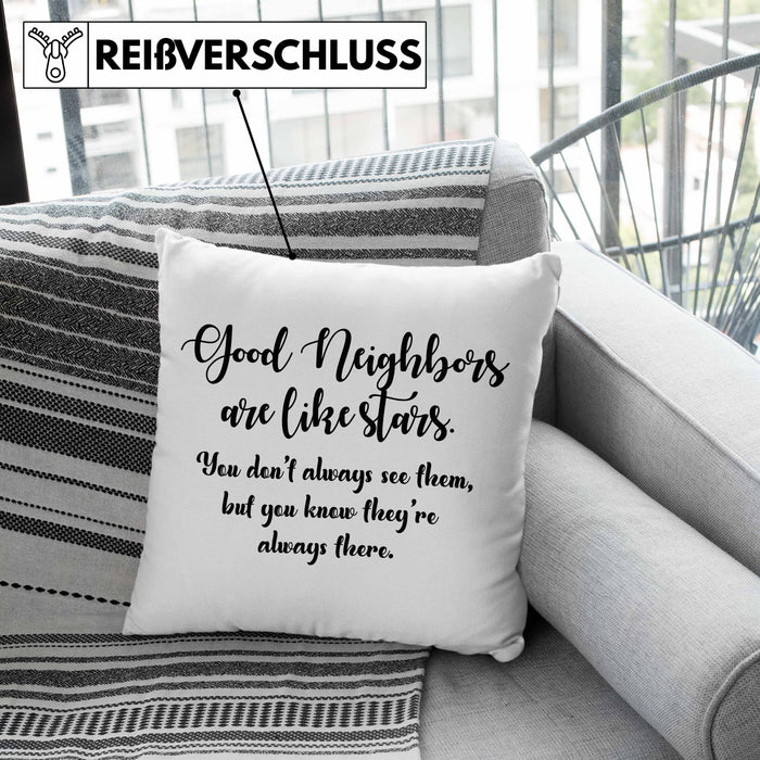 Bester Nachbar Geschenk für Nachbarn Kissen mit Füllung 40x40 Geschenkidee Beste Nachbarn der Welt Nachbarin (Grau) Grau Trendation