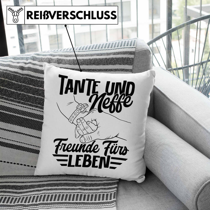 Tante Und Neffe Freunde Fürs Leben Kissen mit Füllung 40x40 Geschenk für Neffen Tante (Grau) Blau Trendation