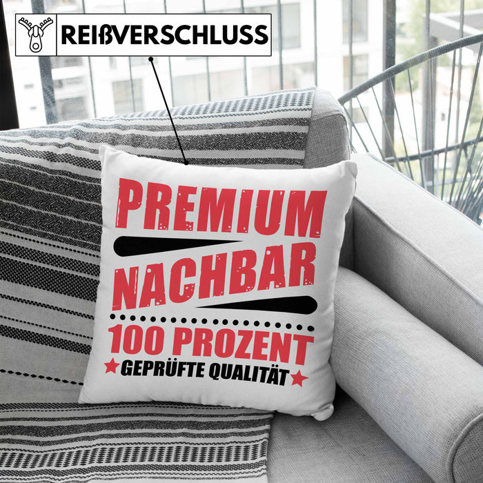 Premium Nachbar Kissen mit Füllung 40x40 Geschenk Bester Nachbar Geschenkidee Nachbarn (Grau) Blau Trendation