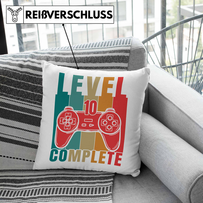 10. Geburtstag Junge Lustige Gamer Kissen mit Füllung 40x40 Zocker Geschenk Gamer Gamergirl Geschenkidee Geburtstag 10er Geburtstag (Grau) Grau Trendation