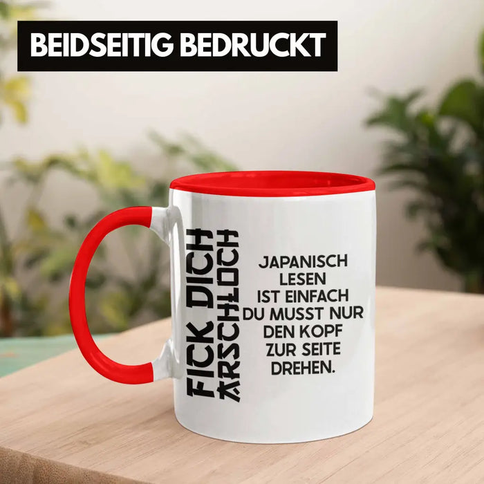 Anime Tasse Geschenk Spruch Kaffeetasse Geschenke Deko Japanisch Japan Japaner Rot Trendation