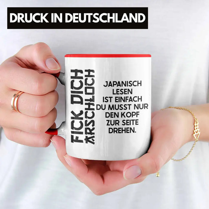 Anime Tasse Geschenk Spruch Kaffeetasse Geschenke Deko Japanisch Japan Japaner Rot Trendation