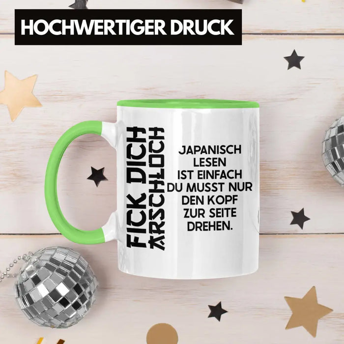 Anime Tasse Geschenk Spruch Kaffeetasse Geschenke Deko Japanisch Japan Japaner Grün Trendation