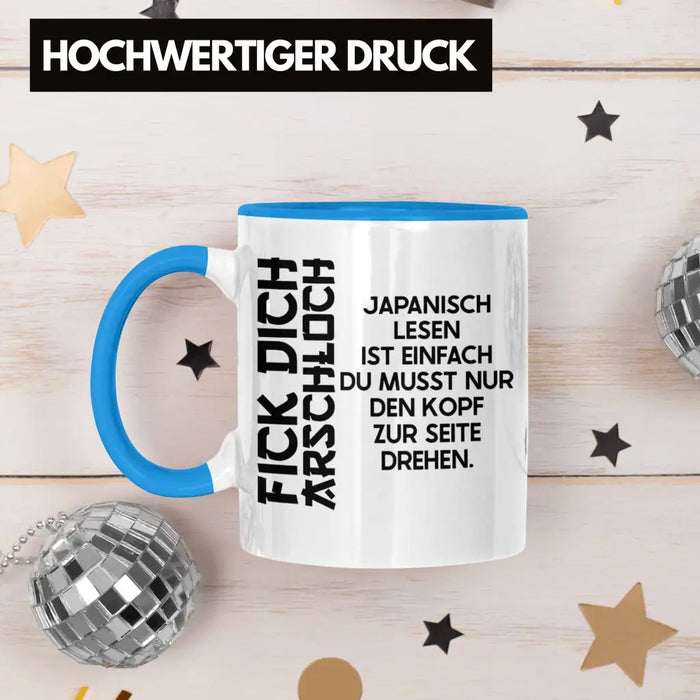 Anime Tasse Geschenk Spruch Kaffeetasse Geschenke Deko Japanisch Japan Japaner Blau Trendation