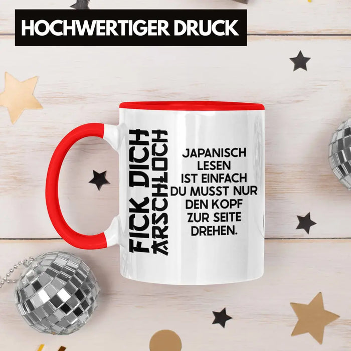 Anime Tasse Geschenk Spruch Kaffeetasse Geschenke Deko Japanisch Japan Japaner Rot Trendation