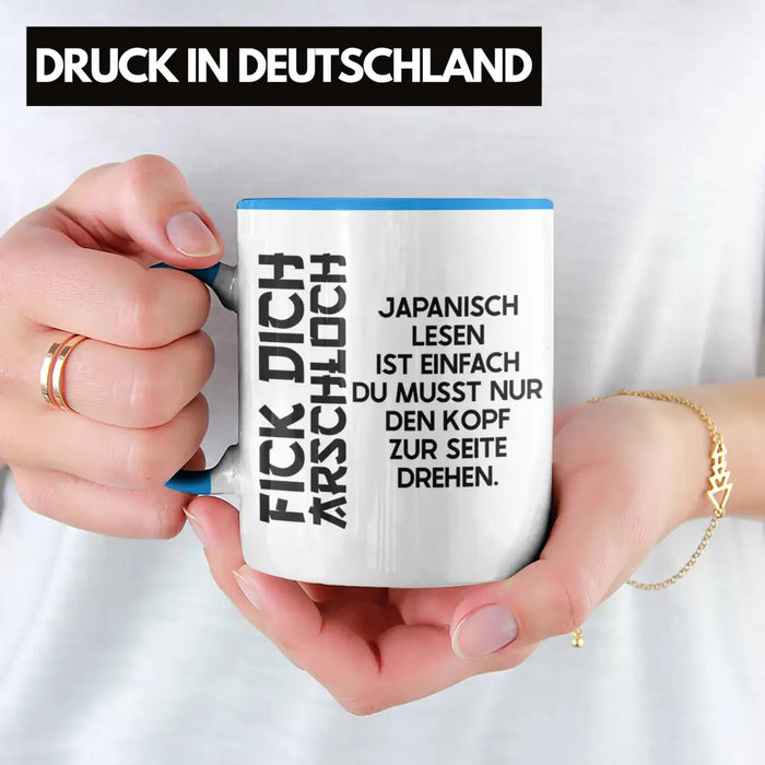 Anime Tasse Geschenk Spruch Kaffeetasse Geschenke Deko Japanisch Japan Japaner Blau Trendation
