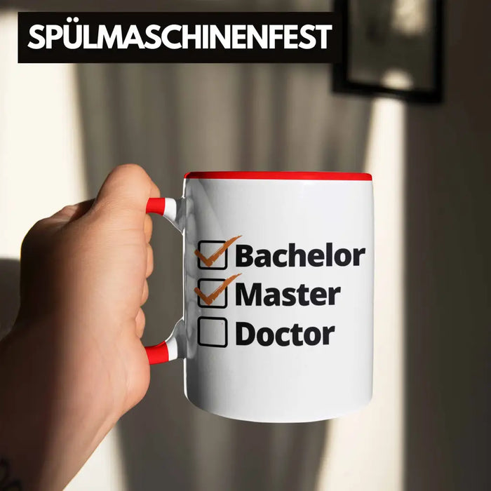 Bachelor Geschenk Abschluss Tasse Spruch Master Graduation Bestanden Prüfung Rot Trendation