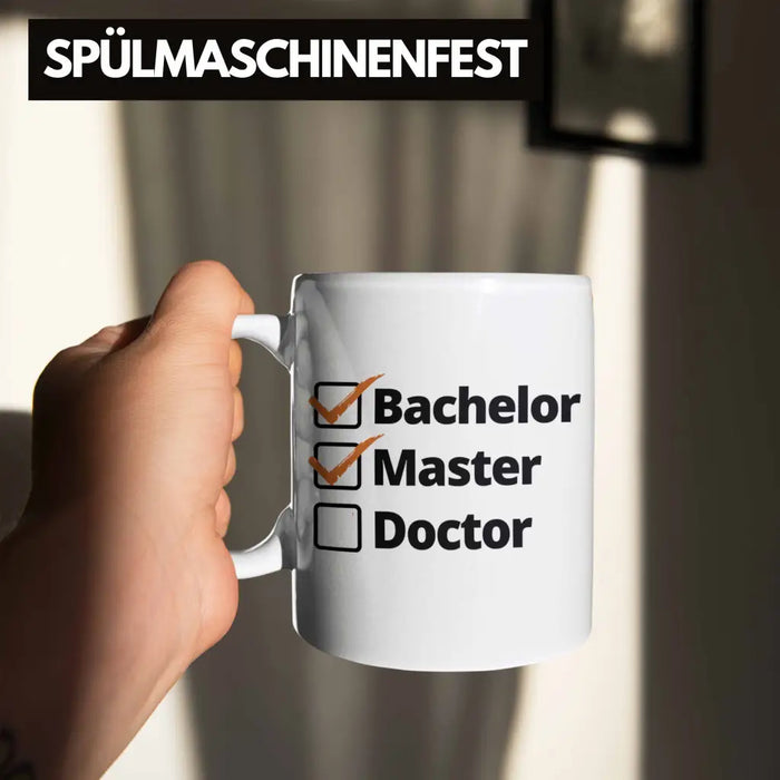 Bachelor Geschenk Abschluss Tasse Spruch Master Graduation Bestanden Prüfung Weiß Trendation