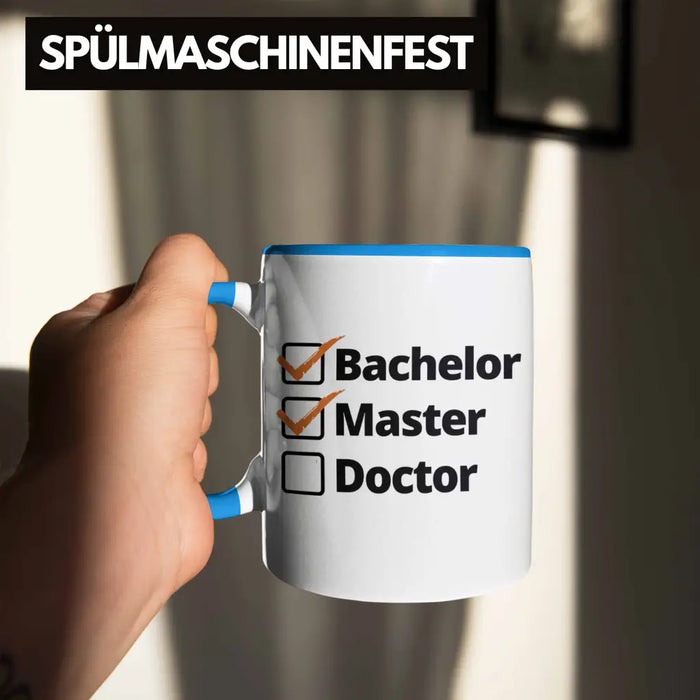 Bachelor Geschenk Abschluss Tasse Spruch Master Graduation Bestanden Prüfung Blau Trendation