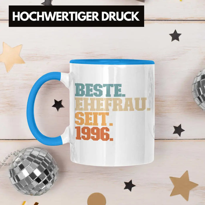 Beste Ehefrau Seit 1996 Geschenk Jahrestag Blau Trendation