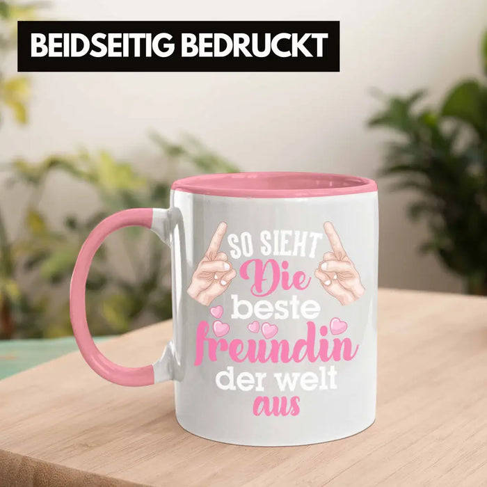 Beste Freundin Tasse Geschenk Kaffeetasse Geschenkidee BFF Allerbeste Freundin Spruch Geburtstag Freundinnen Geschenkidee Rosa Trendation