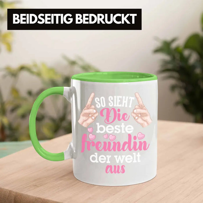 Beste Freundin Tasse Geschenk Kaffeetasse Geschenkidee BFF Allerbeste Freundin Spruch Geburtstag Freundinnen Geschenkidee Grün Trendation