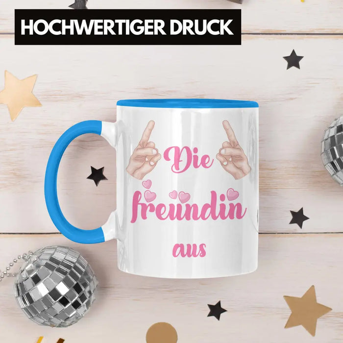 Beste Freundin Tasse Geschenk Kaffeetasse Geschenkidee BFF Allerbeste Freundin Spruch Geburtstag Freundinnen Geschenkidee Blau Trendation