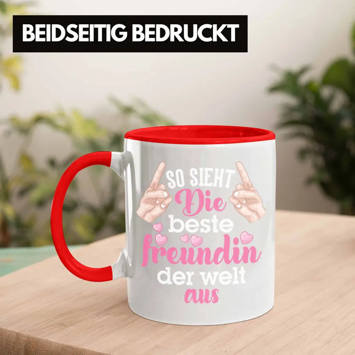 Beste Freundin Tasse Geschenk Kaffeetasse Geschenkidee BFF Allerbeste Freundin Spruch Geburtstag Freundinnen Geschenkidee Rot Trendation